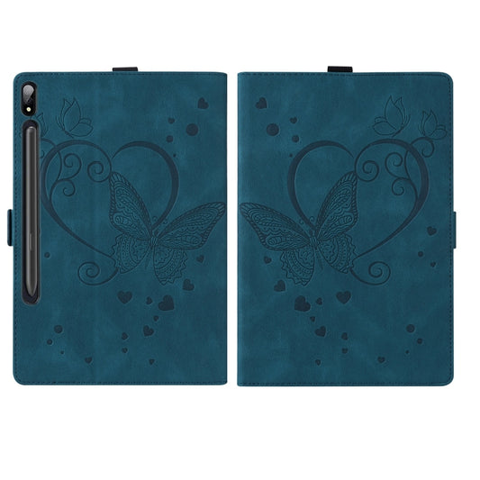 For Samsung Galaxy Tab S9 FE+ Love Butterfly Embossed Leather Tablet Case(Blue) by bashfashion
