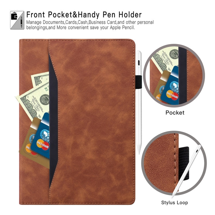 For Samsung Galaxy Tab A9+ / A11+ Splicing Shockproof Leather Tablet Case(Brown) by bashfashion