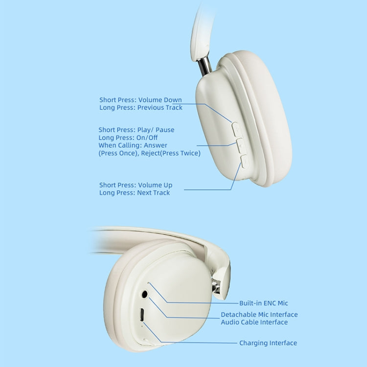 T1 Foldable Phone Audio ENC Noise Reduction Wireless Gaming Headphones with Mic(Pink) by bashfashion