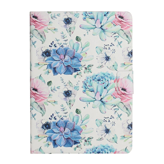 For Samsung Galaxy Tab A11+ / A9+ Flower Pattern Horizontal Flip PU Tablet Case with Sleep / Wake-up Function(Blue Flower On White) by bashfashion