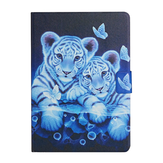 For Samsung Galaxy Tab A11+ / A9+ Colored Drawing Pattern Horizontal Flip PU Tablet Case with Sleep / Wake-up Function(Tiger) by bashfashion