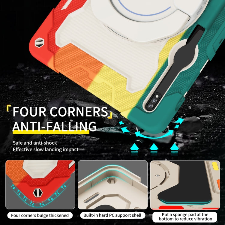 For Samsung Galaxy Tab S9+ Armor Portable Rotating Ring Holder Silicone Tablet Case(Colorful Red) by bashfashion