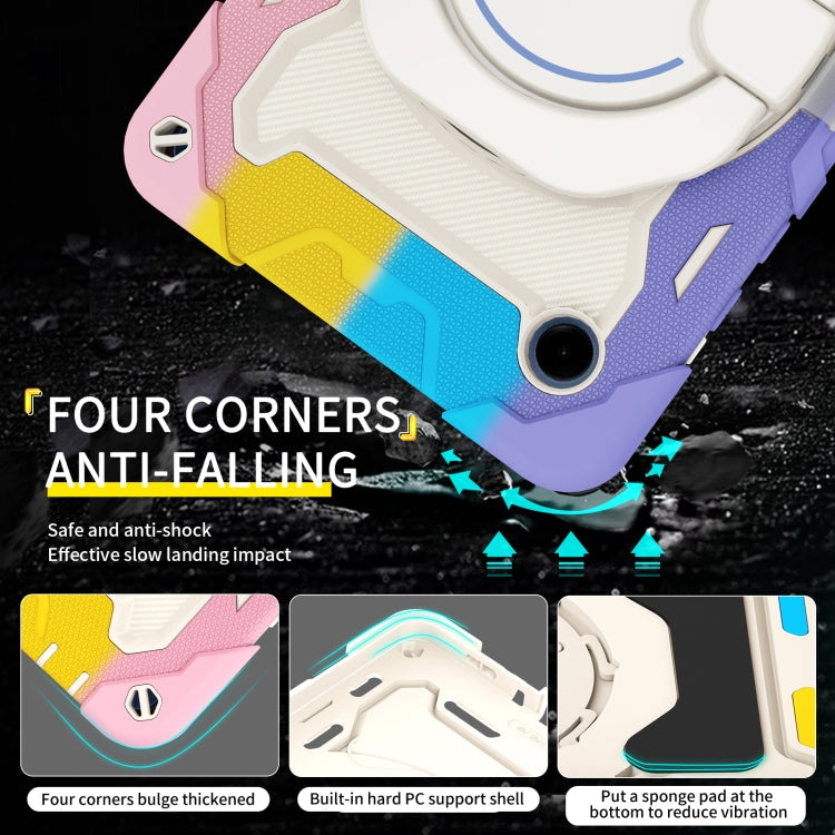 For Samsung Galaxy Tab A9 Armor Portable Rotating Ring Holder Silicone Tablet Case(Colorful Pink) by bashfashion