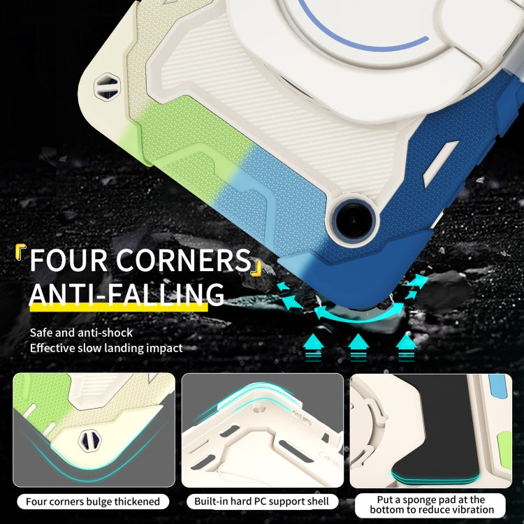 For Samsung Galaxy Tab A9 Armor Portable Rotating Ring Holder Silicone Tablet Case(Colorful Blue) by bashfashion