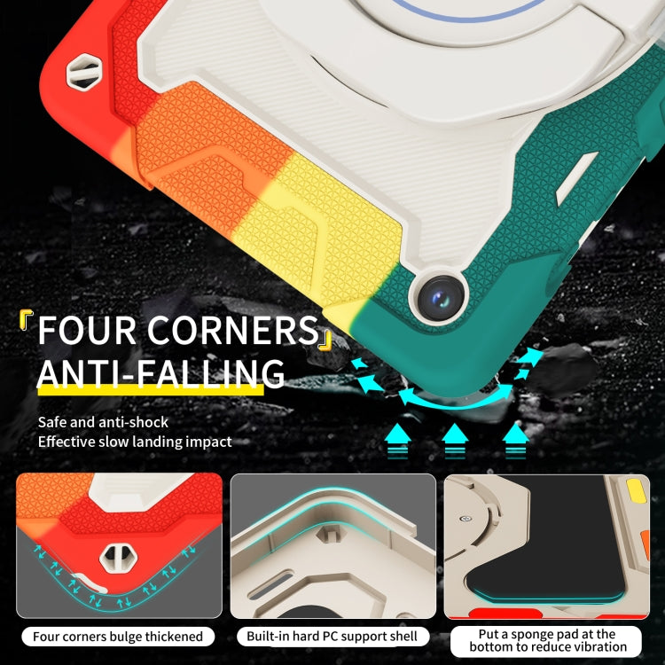 For Samsung Galaxy Tab A9+ Armor Portable Rotating Ring Holder Silicone Tablet Case(Colorful Red) by bashfashion