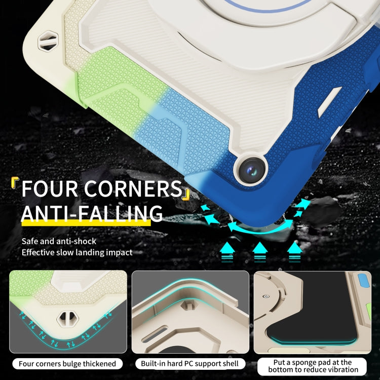 For Samsung Galaxy Tab A9+ Armor Portable Rotating Ring Holder Silicone Tablet Case(Colorful Blue) by bashfashion