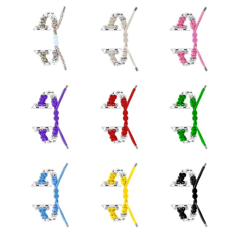 For Apple Watch SE 40mm Paracord Row Beads Drawstring Braided Watch Band(Yellow) by bashfashion