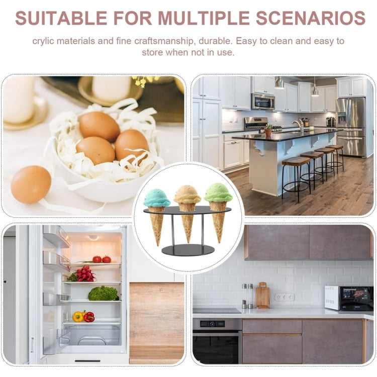 YX035 Acrylic Ice Cream Cone Rack Ice Cream Display Stand(Black) by bashfashion