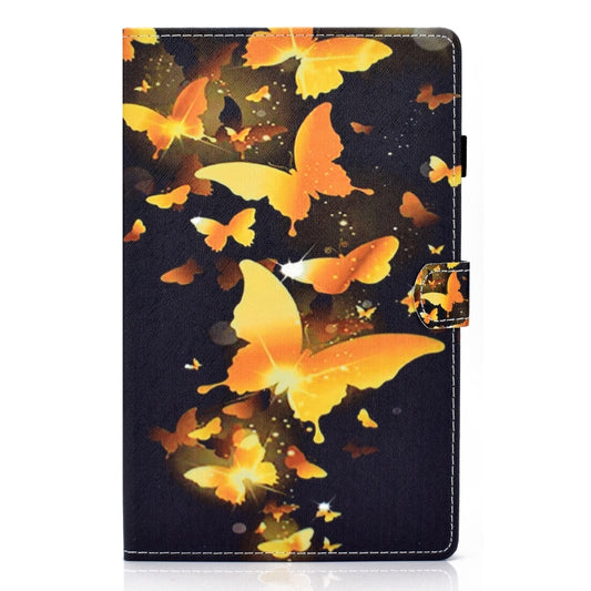 For Samsung Galaxy Tab A11+ / A9+ Colored Drawing Stitching Horizontal Flip Tablet Leather Case(Golden Butterfly) by bashfashion