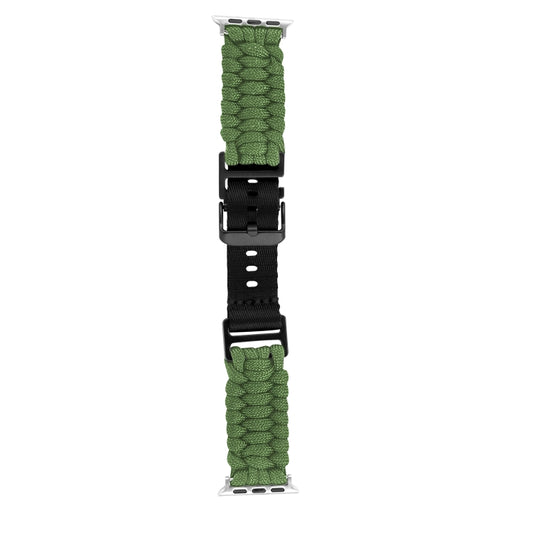 For Apple Watch SE 2022 44mm Paracord Plain Braided Webbing Buckle Watch Band(Army Green) by bashfashion