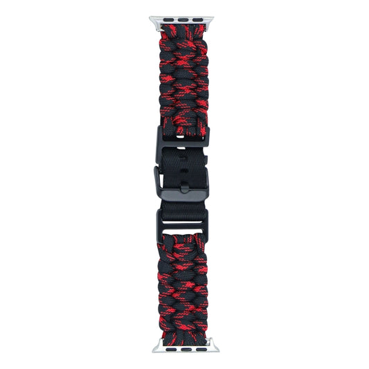 For Apple Watch Series 6 44mm Paracord Plain Braided Webbing Buckle Watch Band(Black Red) by bashfashion