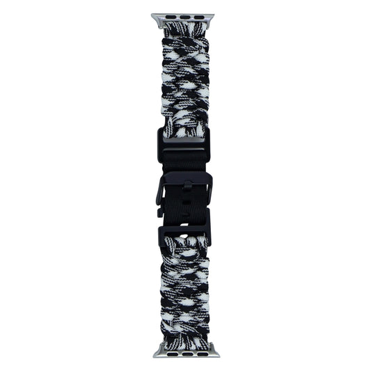 For Apple Watch Series 3 38mm Paracord Plain Braided Webbing Buckle Watch Band(Black White) by bashfashion