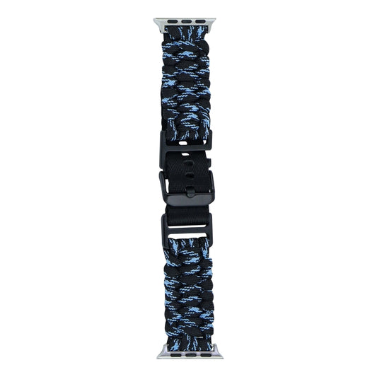 For Apple Watch Series 3 38mm Paracord Plain Braided Webbing Buckle Watch Band(Black Blue) by bashfashion
