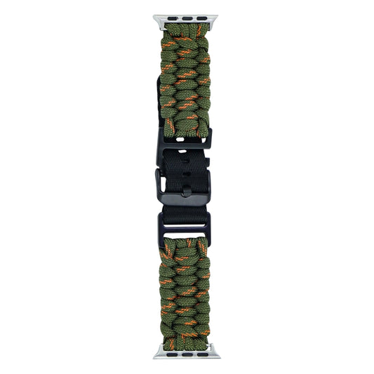 For Apple Watch Series 2 42mm Paracord Plain Braided Webbing Buckle Watch Band(Army Green Orange) by bashfashion