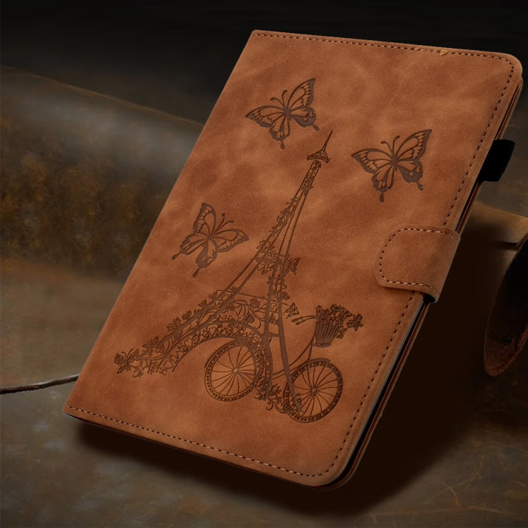 For Samsung Galaxy Tab A11+ / A9+ Embossed Tower Flip Leather Tablet Case with Sleep / Wake-up Function(Brown) by bashfashion