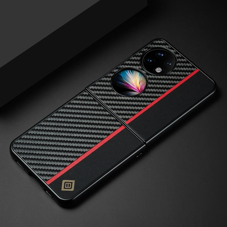 For Huawei P50 Pocket LC.IMEEKE 3 in 1 Carbon Fiber Texture Shockproof Phone Case(Black) by LC.IMEEKE