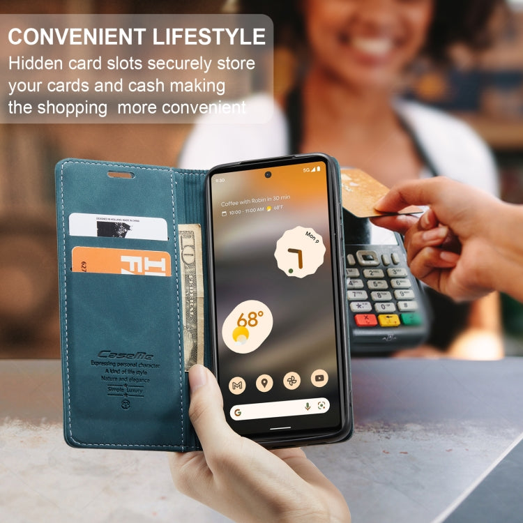 For Google Pixel 6A CaseMe 013 Multifunctional Horizontal Flip Leather Phone Case(Blue) by CaseMe