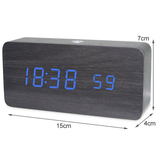 LT-1035 LED Display Digital APP Smart Alarm Clock(Blue Light Black Wood) by bashfashion