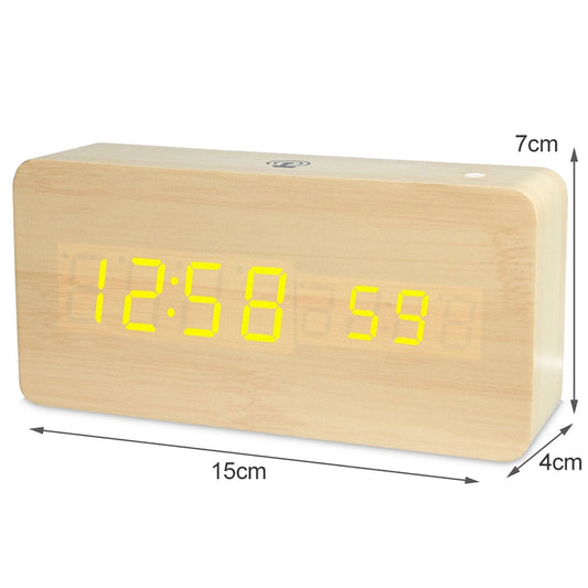 LT-1035 LED Display Digital APP Smart Alarm Clock(Yellow Light Bamboo Wood) by bashfashion