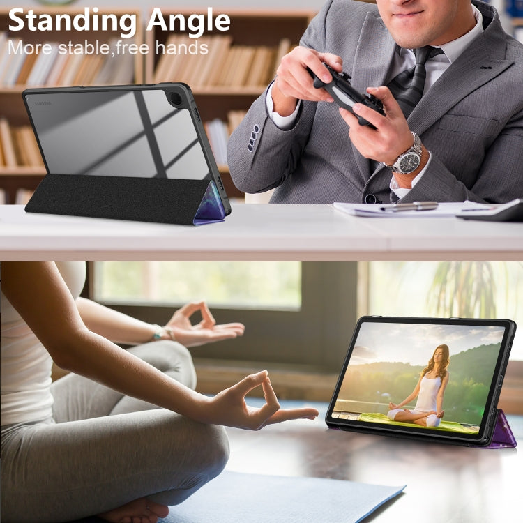 For Samsung Galaxy Tab A9+ / Tab A11+ Acrylic 3-folding Painted Smart Leather Tablet Case(Milky Way) by bashfashion