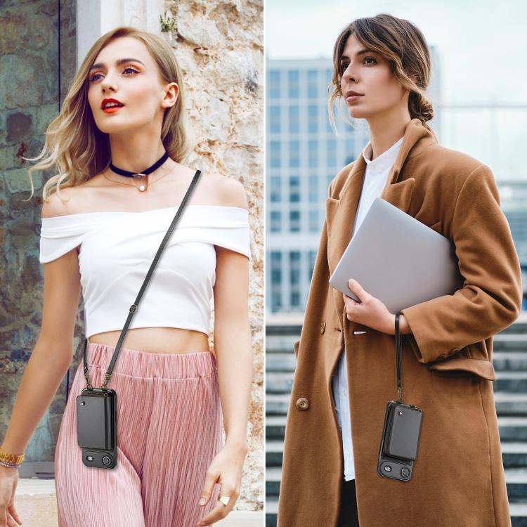 For iPhone Air JEEHOOD C22 Series Zipper Wallet Leather Phone Case with Dual Lanyard(Black) by JEEHOOD