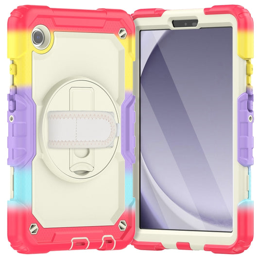 For Samsung Galaxy Tab A9 / Tab A11 Silicone + PC Tablet Case with Shoulder Strap(Camouflage Red) by bashfashion