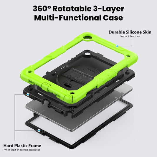 For Samsung Galaxy Tab A9 /Tab A11+ Silicone + PC Tablet Case with Shoulder Strap(Yellow Green+Black) by bashfashion