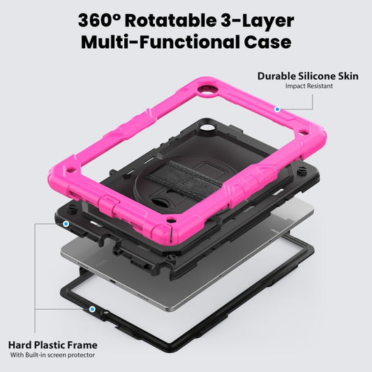 For Samsung Galaxy Tab A9 /Tab A11+ Silicone + PC Tablet Case with Shoulder Strap(Rose Red) by bashfashion