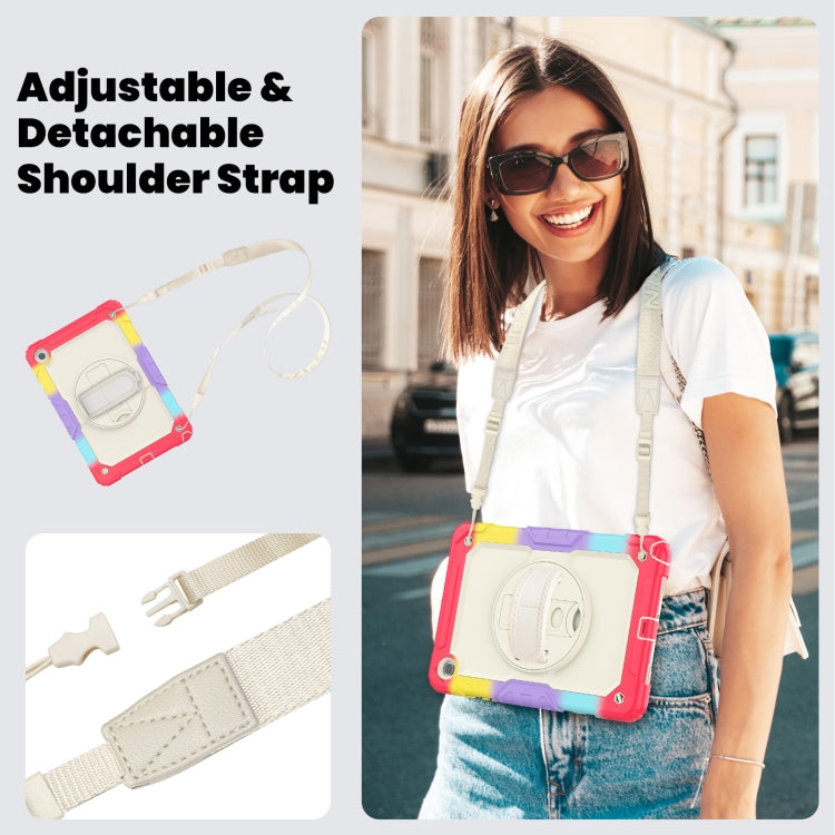 For Samsung Galaxy Tab A9 /Tab A11+ Silicone + PC Tablet Case with Shoulder Strap(Camouflage Red) by bashfashion