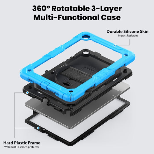 For Samsung Galaxy Tab A9 /Tab A11+ Silicone + PC Tablet Case with Shoulder Strap(Light Blue) by bashfashion