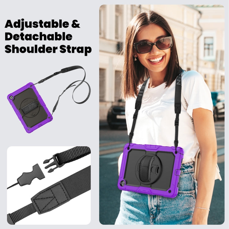 For Samsung Galaxy Tab A9 /Tab A11+ Silicone + PC Tablet Case with Shoulder Strap(Purple) by bashfashion