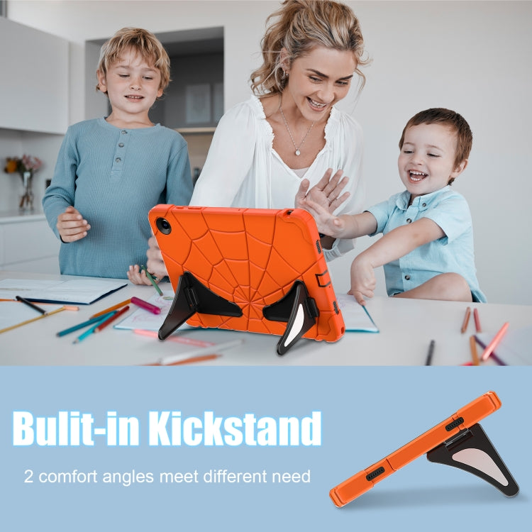 For Samsung Galaxy Tab A11+ / A9+ Spider Silicone Hybrid PC Shockproof Tablet Case(Orange Black) by bashfashion