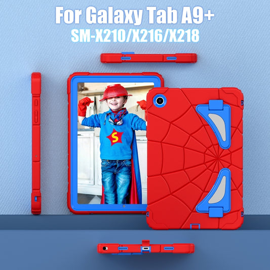 For Samsung Galaxy Tab A11+ / A9+ Spider Silicone Hybrid PC Shockproof Tablet Case(Red Blue) by bashfashion