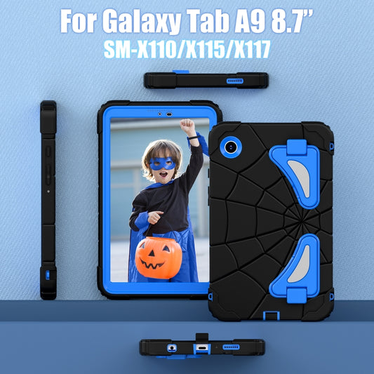For Samsung Galaxy Tab A9 Spider Silicone Hybrid PC Shockproof Tablet Case(Black Blue) by bashfashion