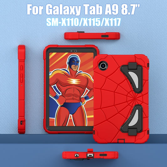 For Samsung Galaxy Tab A9 Spider Silicone Hybrid PC Shockproof Tablet Case(Red Black) by bashfashion