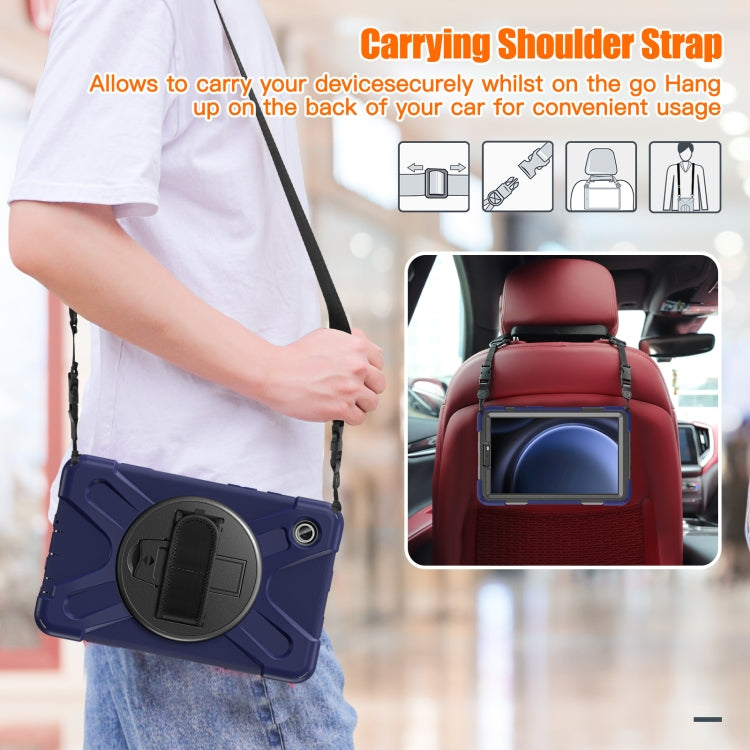 For Samsung Galaxy Tab A9 Rotary Handle Grab TPU + PC Tablet Case(Navy Blue) by bashfashion