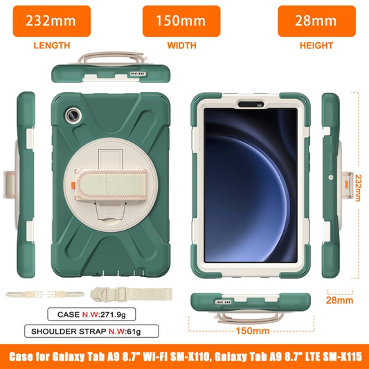 For Samsung Galaxy Tab A9 Rotary Handle Grab TPU + PC Tablet Case(Emerald-green) by bashfashion