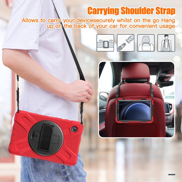 For Samsung Galaxy Tab A9 Rotary Handle Grab TPU + PC Tablet Case(Red) by bashfashion