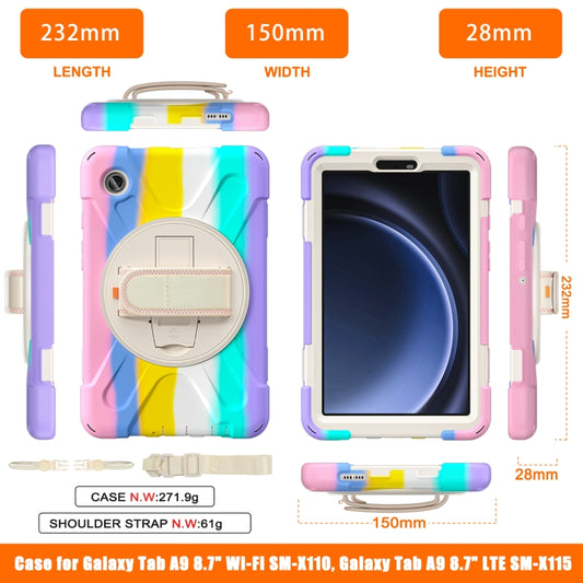 For Samsung Galaxy Tab A9 Rotary Handle Grab TPU + PC Tablet Case(Colorful Pink) by bashfashion