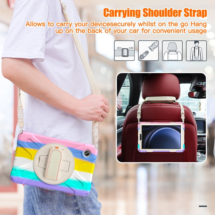 For Samsung Galaxy Tab A9 Rotary Handle Grab TPU + PC Tablet Case(Colorful Pink) by bashfashion