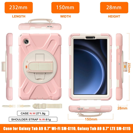 For Samsung Galaxy Tab A9 Rotary Handle Grab TPU + PC Tablet Case(Pink) by bashfashion