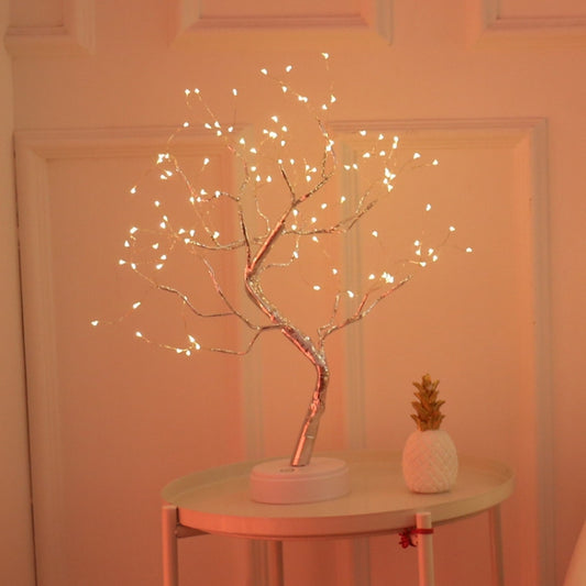 108 LEDs Copper Wire Tree Table Lamp Creative Decoration Touch Control Night Light (Warm White Light) by bashfashion