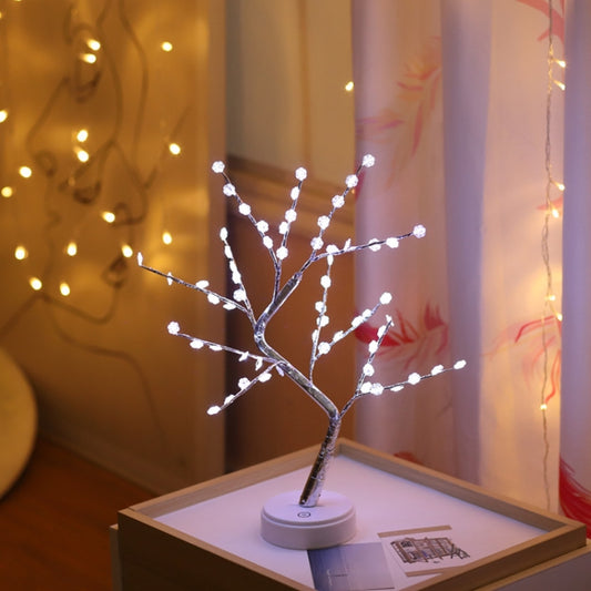 LED Snowflake Tree Copper Wire Table Lamp Creative Decoration Touch Control Night Light (White Light) by bashfashion