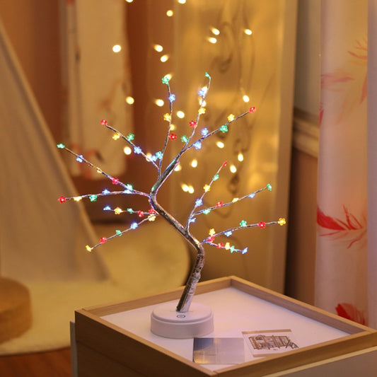 LED Plum Blossom Tree Copper Wire Table Lamp Creative Decoration Touch Control Night Light (Colorful Light) by bashfashion