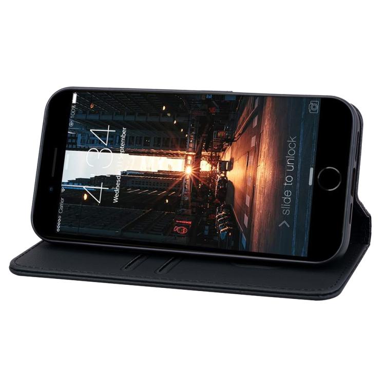 For iPhone 16e Business Diamond Buckle Leather Phone Case with Lanyard(Black) by bashfashion