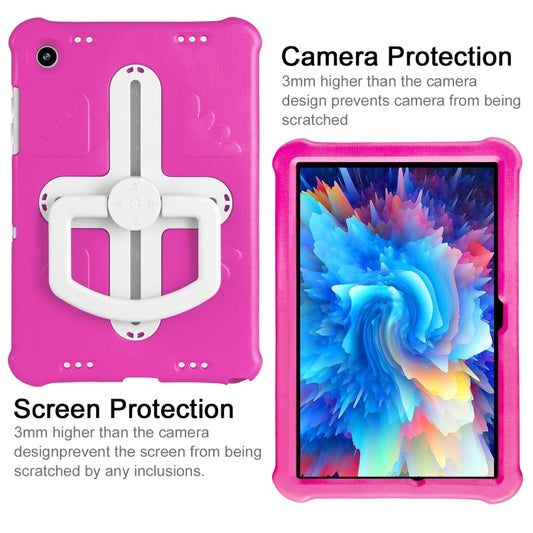 For Samsung Galaxy Tab A9+ / A11+ Shield 360 Rotation Handle EVA Shockproof PC Tablet Case(Rose Red Beige) by bashfashion