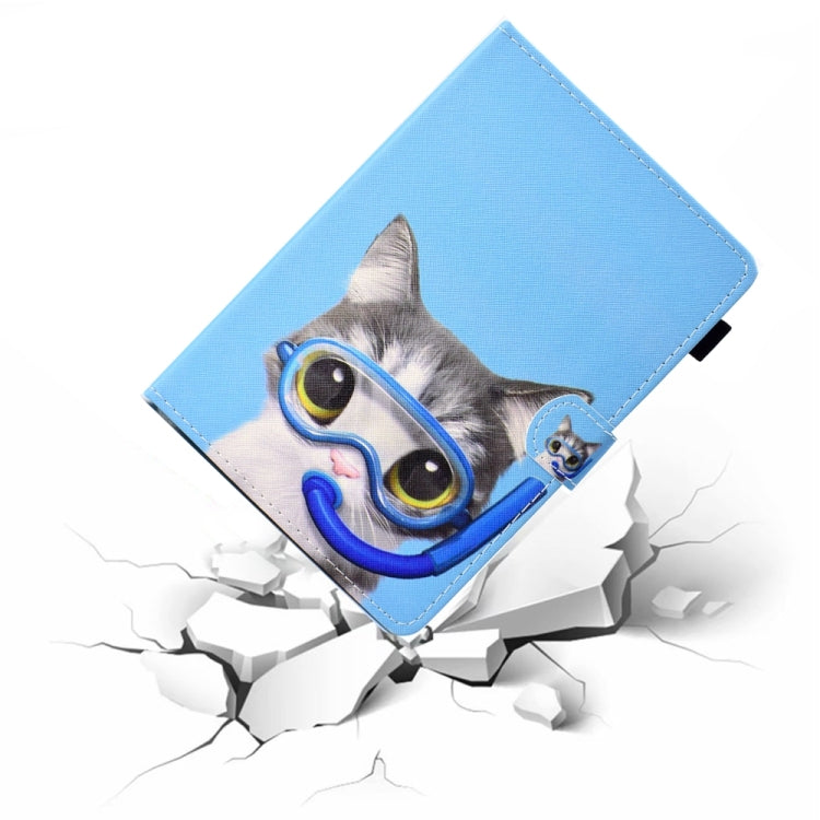 For 10 inch Universal Colored Drawing Stitching Leather Tablet Case(Diving Cat) by bashfashion