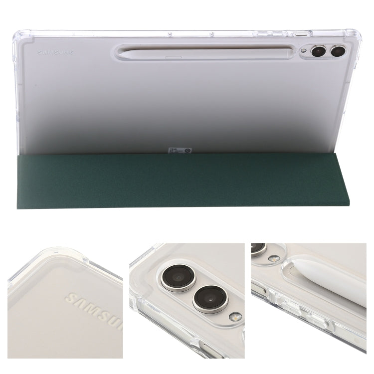 For Samsung Galaxy Tab S9+ 3-Fold Clear Acrylic Leather Tablet Case(Deep Green) by bashfashion