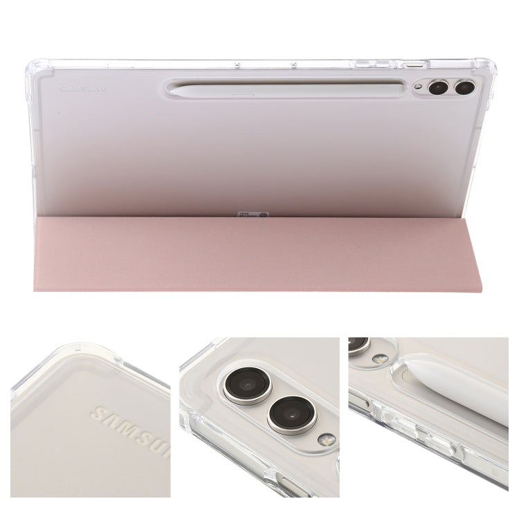 For Samsung Galaxy Tab S9+ 3-Fold Clear Acrylic Leather Tablet Case(Pink) by bashfashion