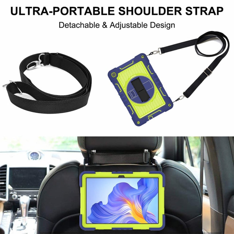 For Honor Pad X8 360 Degree Rotation PC Contrast Silicone Tablet Case(Navy Blue + Yellow Green) by bashfashion